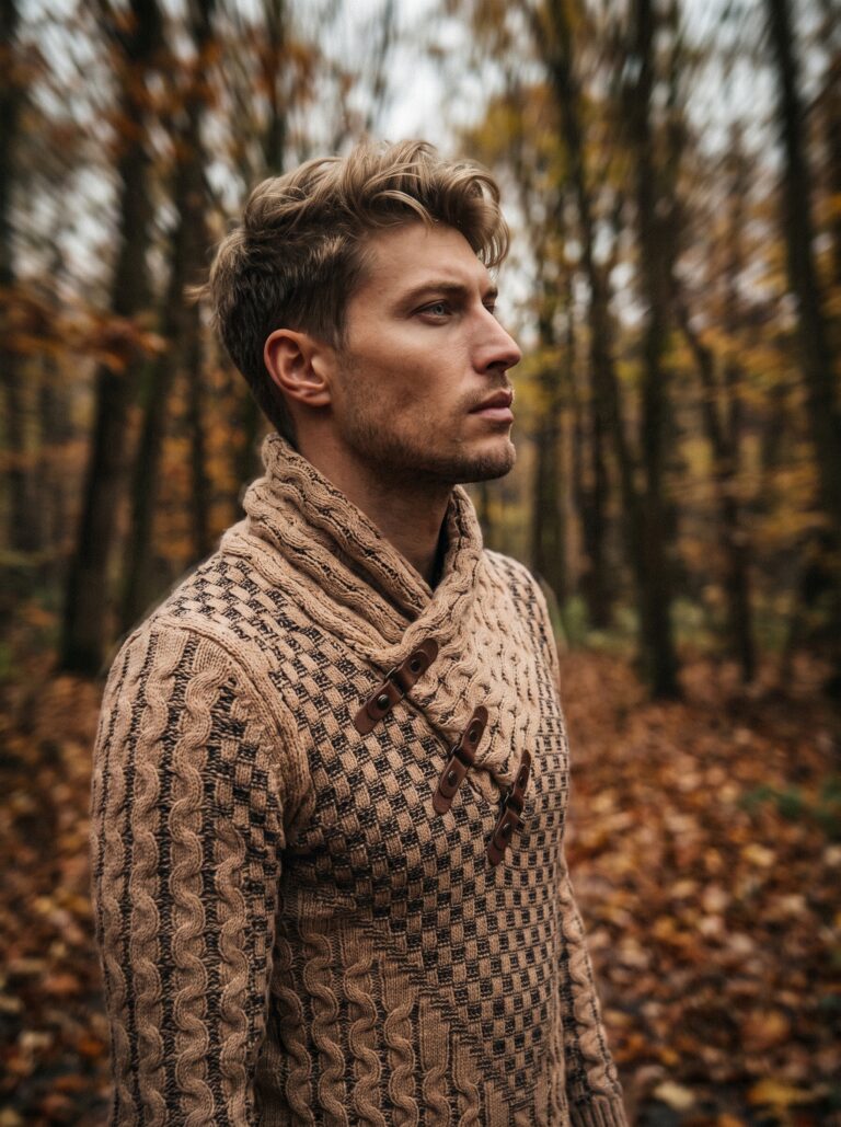 Mannequin IA avec pull beige